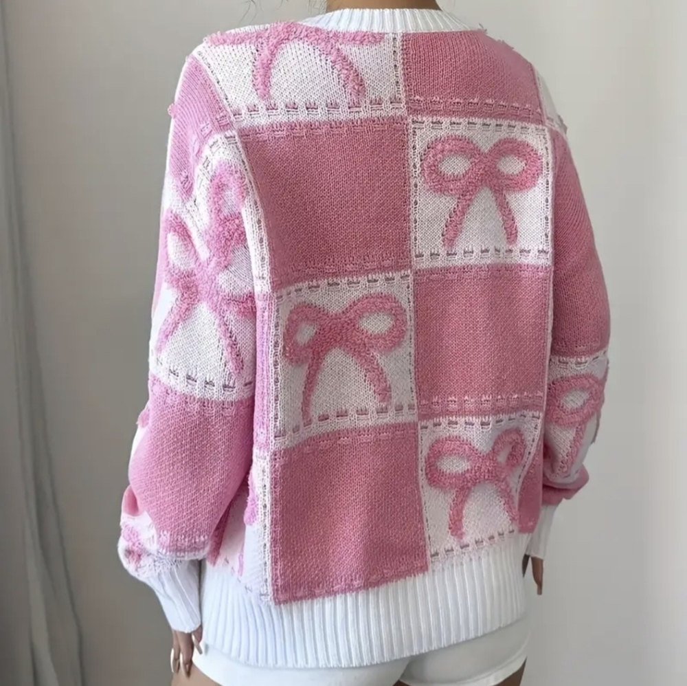 Colorblock Bow Pattern Sweater - Picture 2 of 4